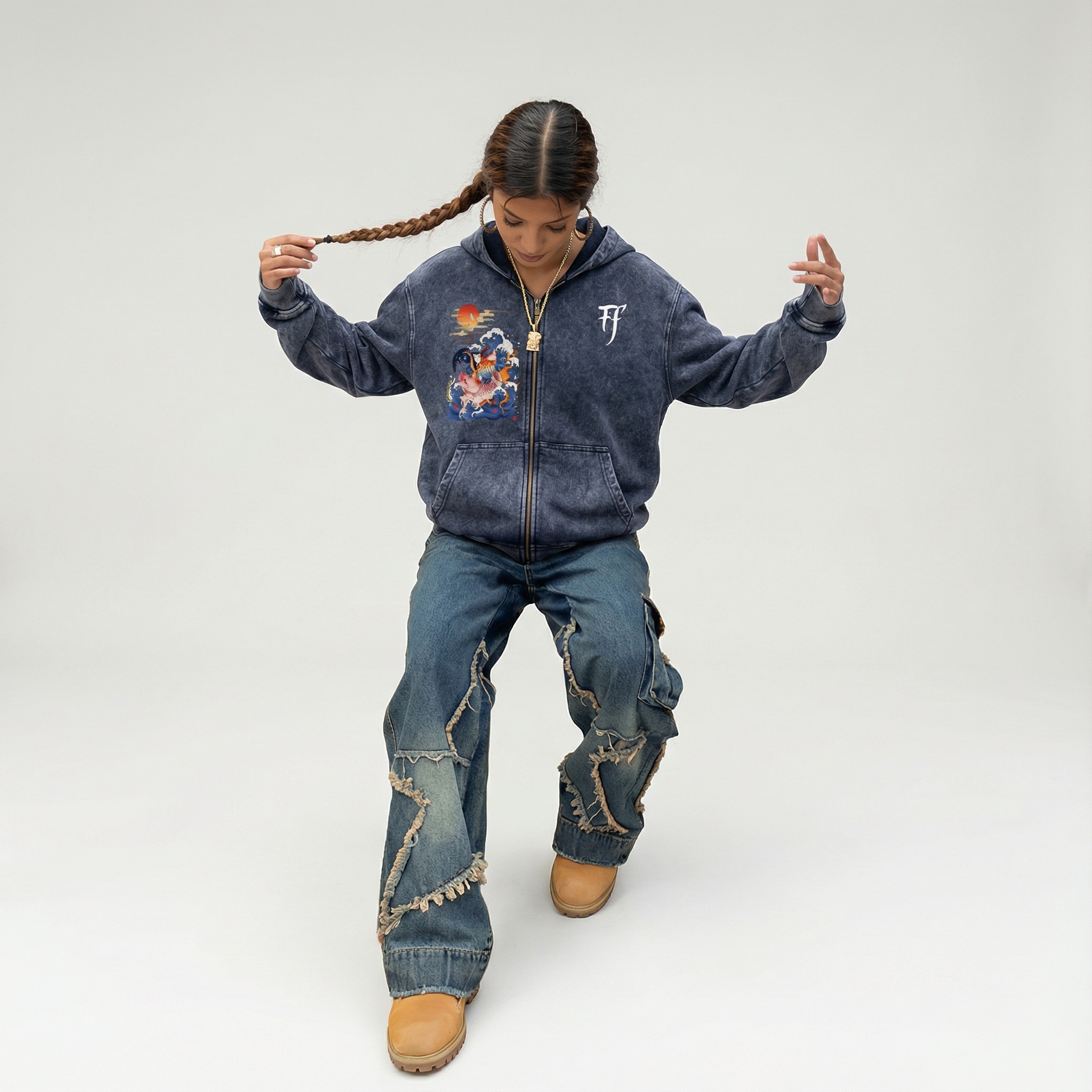 FOREVER FAVOURED — Snow Wash Zip-Up Hoodie